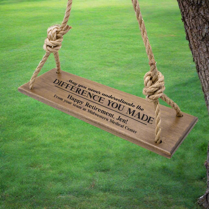 Personalized "Never Underestimate..." Retirement Tree Swing