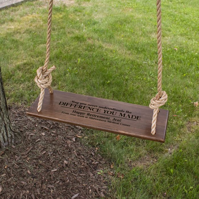 Personalized "Never Underestimate..." Retirement Tree Swing