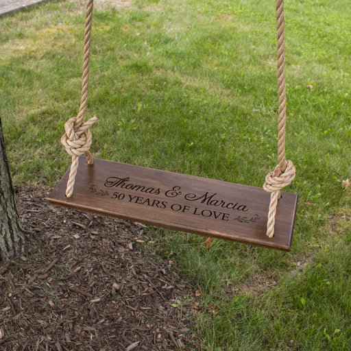 Engraved anniversary tree swing