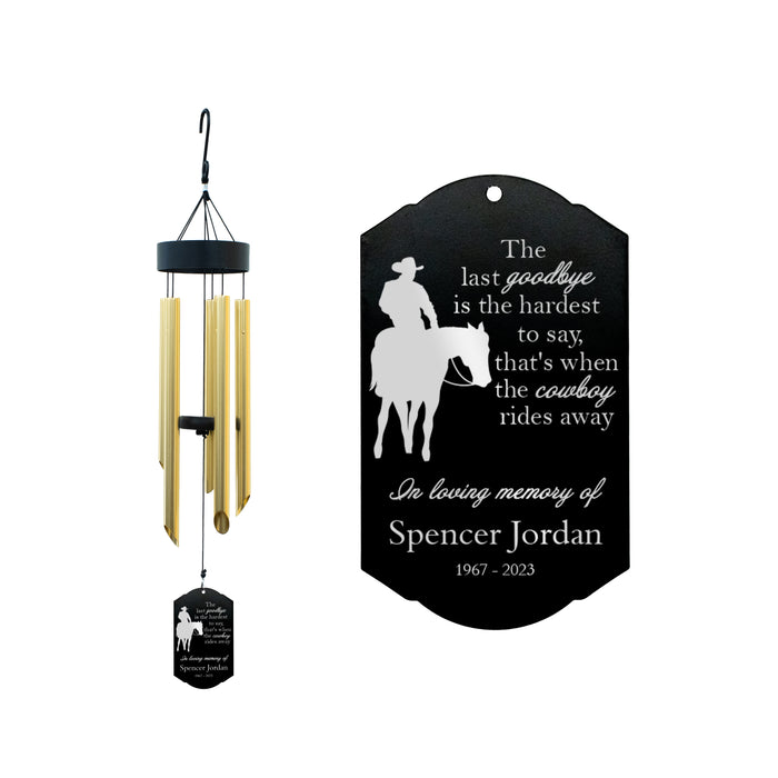 Personalized "Cowboy Rides Away" Memorial Wind Chime