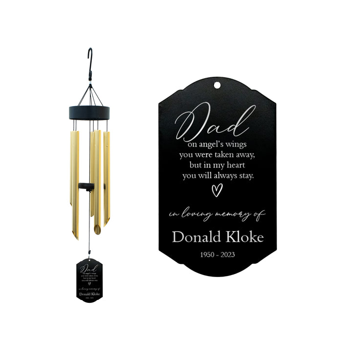 Personalized Dad "On Angel's Wings" Memorial Wind Chime