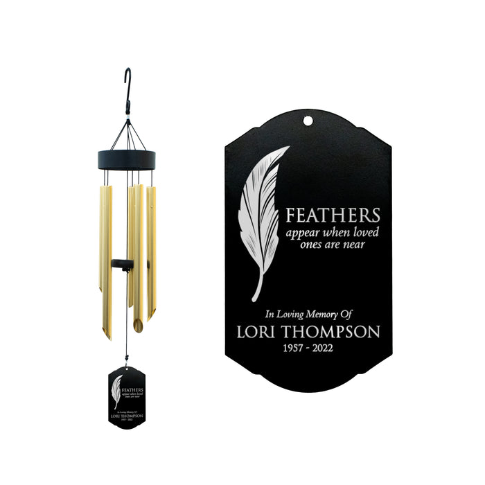 Personalized "Feathers Appear" Memorial Wind Chime