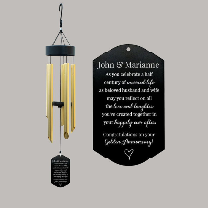 Personalized 50th Wedding Anniversary Gold Wind Chime