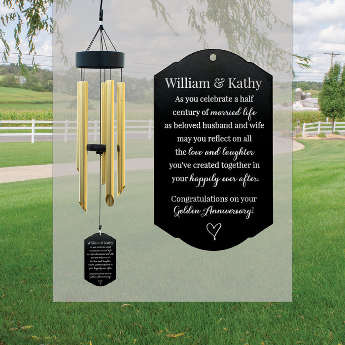 Personalized 50th Wedding Anniversary Gold Wind Chime