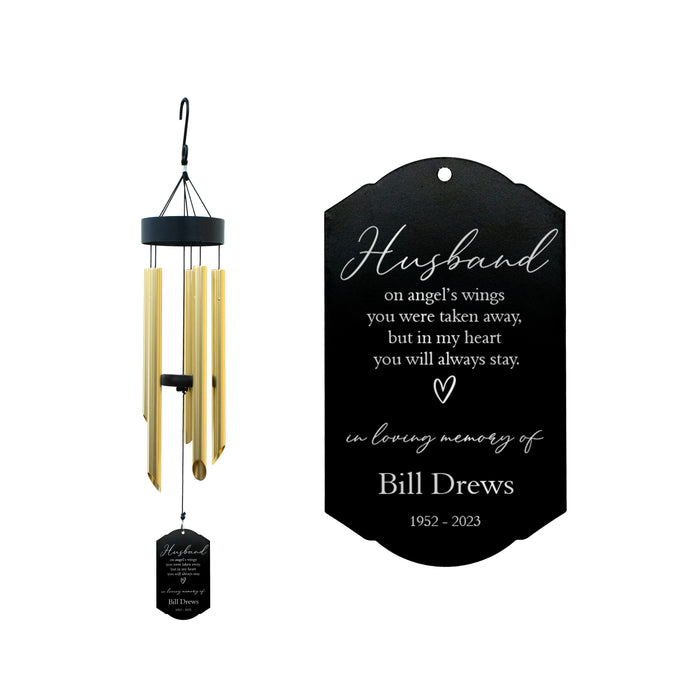 Personalized Husband "On Angel's Wings" Memorial Wind Chime