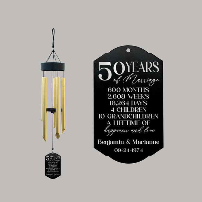 Personalized 50 Years of Love Anniversary Wind Chime