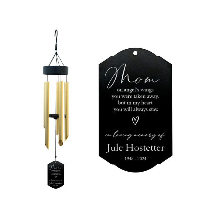 Personalized Mom "On Angel's Wings" Memorial Wind Chime