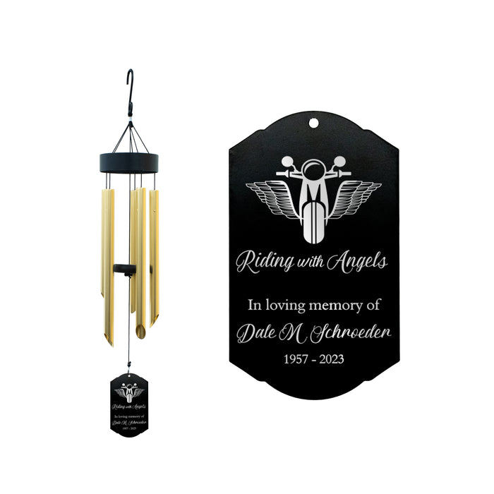 Personalized Motorcycle "Riding with Angels" Memorial Wind Chime