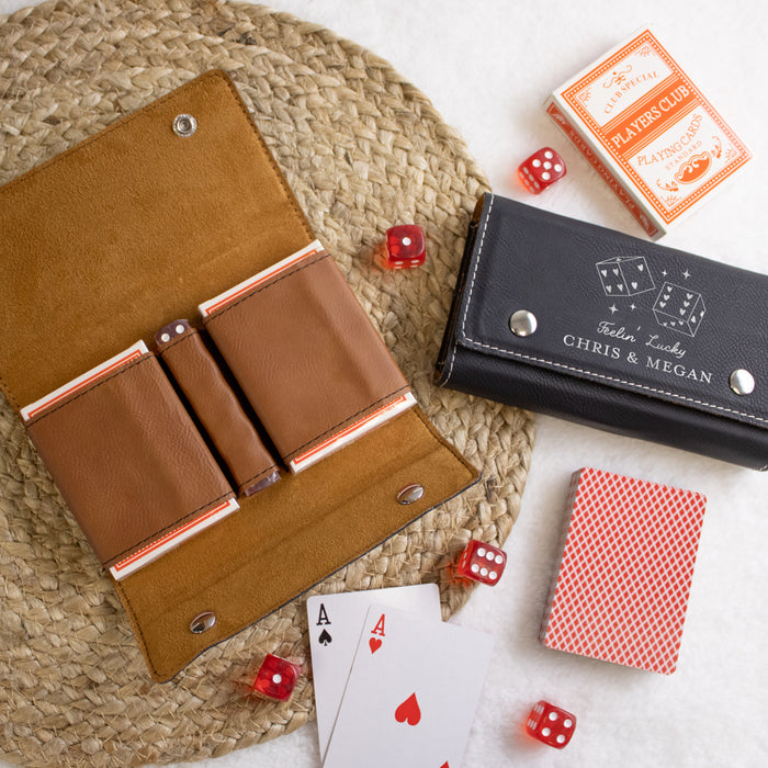 Personalized "Feeling Lucky" Playing Cards & Dice Set