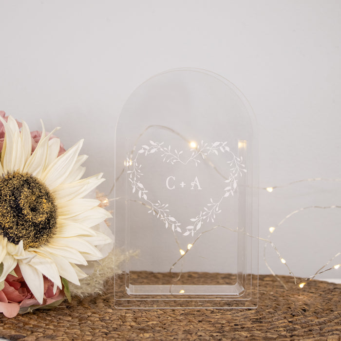 Personalized Heart Initials Acrylic Vase