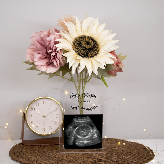 Personalized Baby Sonogram Pregnancy Announcement Flower Vase