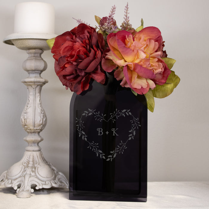 Personalized Heart Initials Acrylic Vase