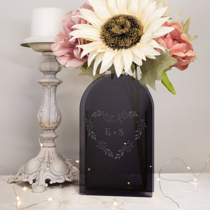 Personalized Heart Initials Acrylic Vase