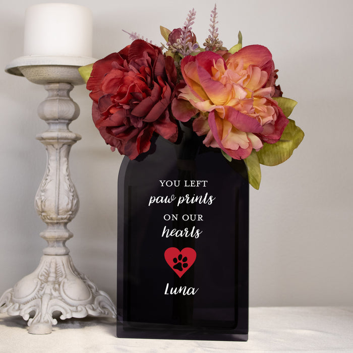 Personalized Pet Loss Dog Paw Acrylic Vase