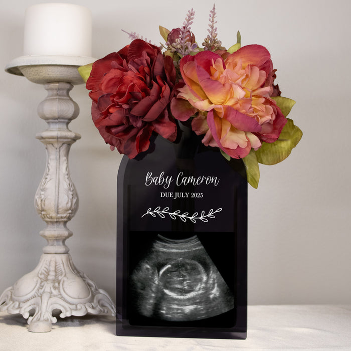 Personalized Baby Sonogram Pregnancy Announcement Flower Vase