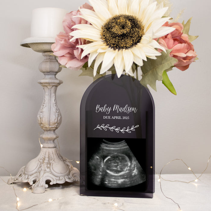 Personalized Baby Sonogram Pregnancy Announcement Flower Vase