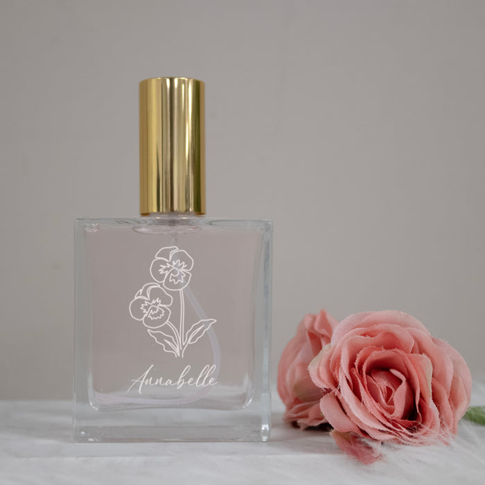 Personalized Birth Flower Gift Engraved Perfume Bottle