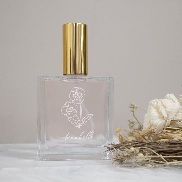 Personalized Birth Flower Gift Engraved Perfume Bottle