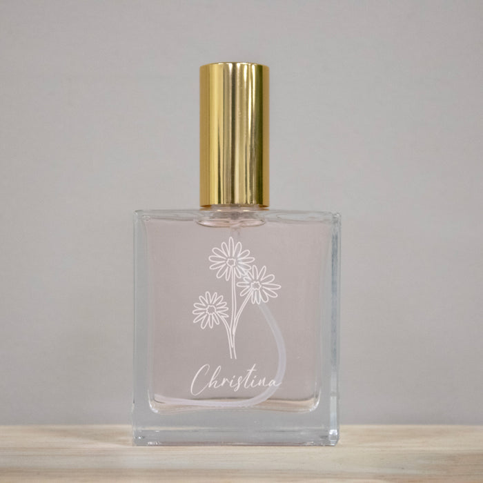 Personalized Birth Flower Gift Engraved Perfume Bottle