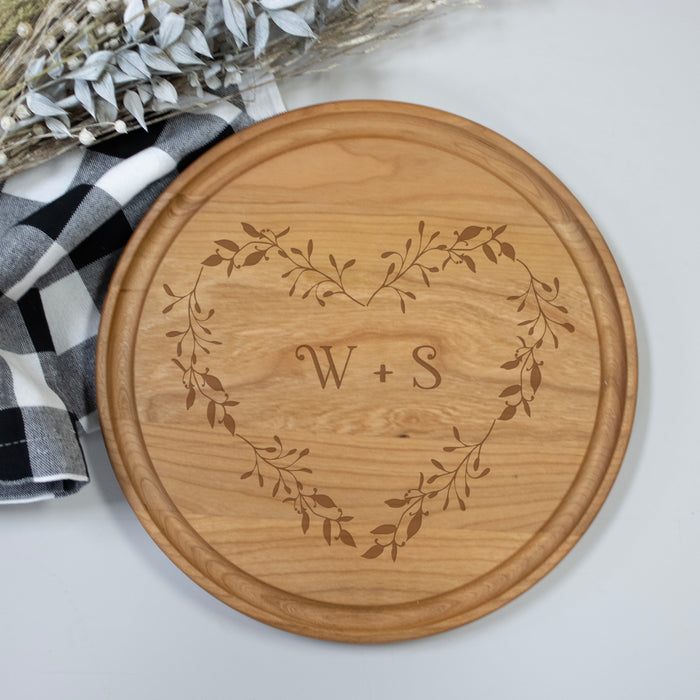 Personalized Heart Initials Wedding Cutting Board