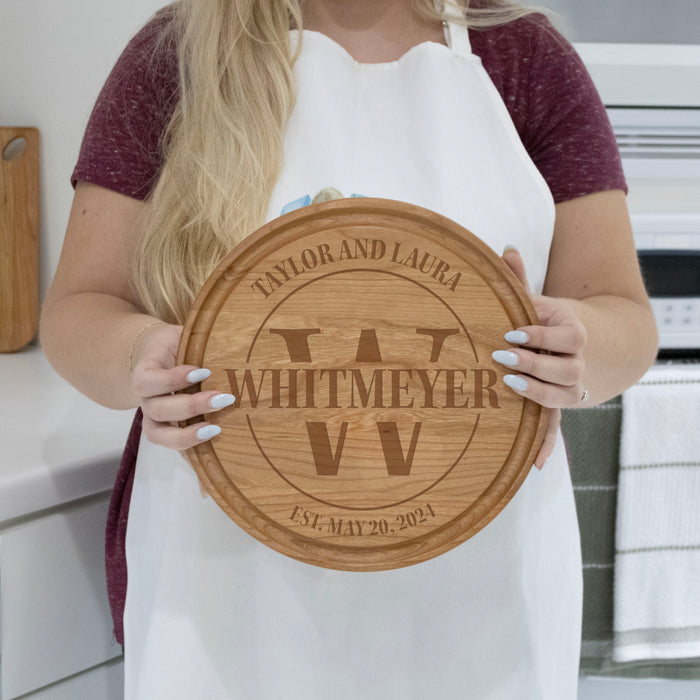 Engraved Monogram Round Cutting Board