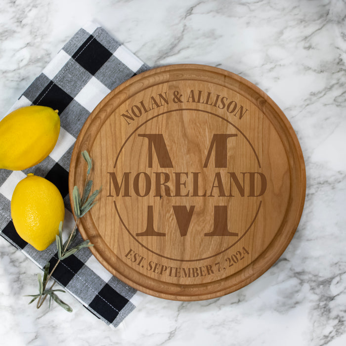 Engraved Monogram Round Cutting Board