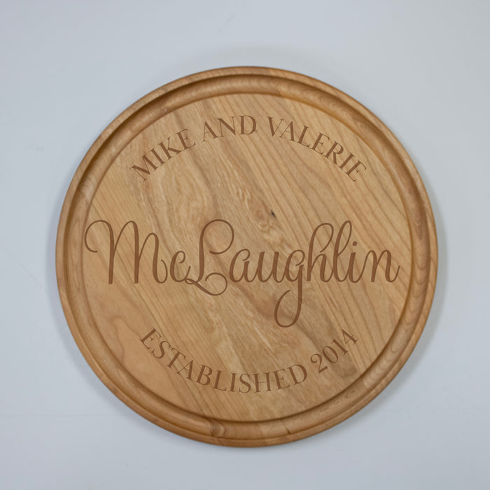 Engraved Couple's Names Round Cutting Board