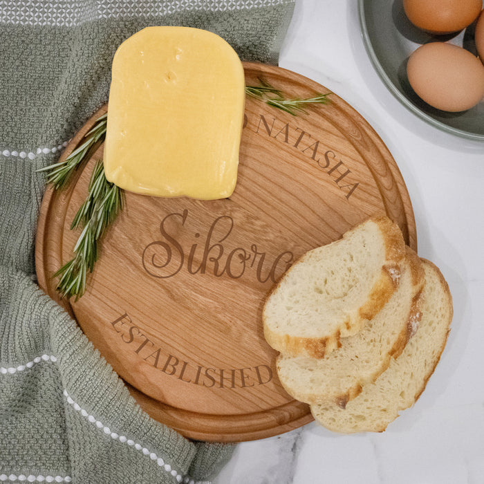 Engraved Couple's Names Round Cutting Board