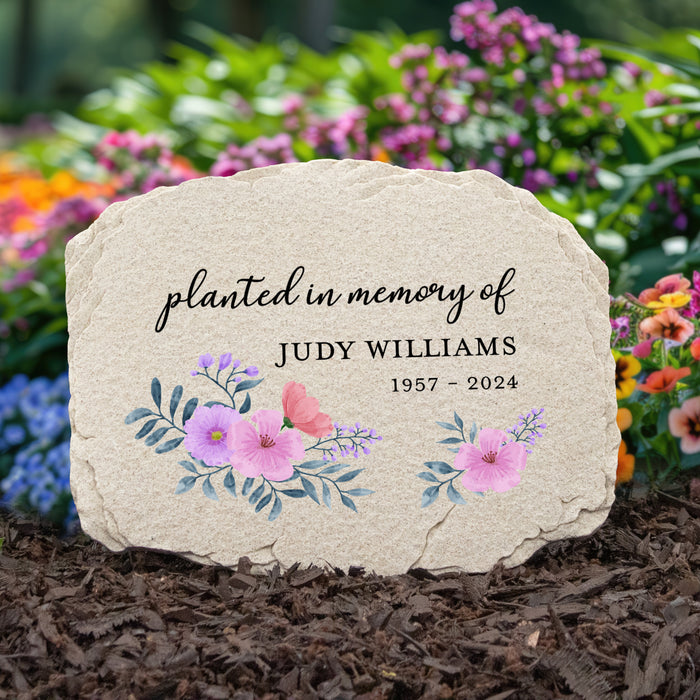 Personalized "Planted In Memory Of" Memorial Garden Stone