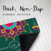 The non-slip rubber backing on the Diwali welcome mat