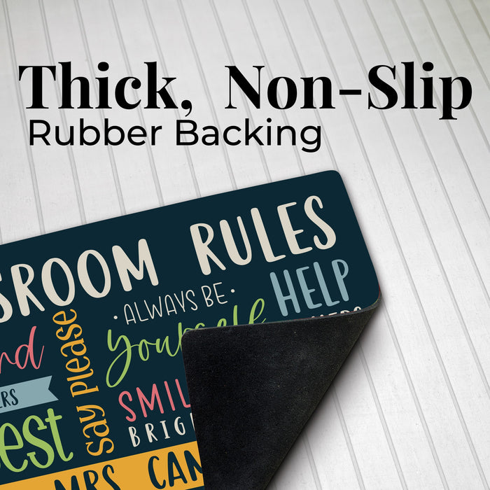 Rubber Backing of Classroom Rules Doormat with a