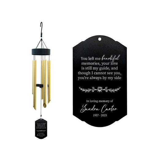 Beautiful memories personalized sympathy wind chime in gold