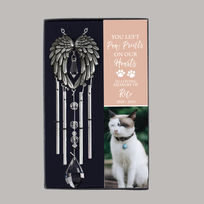 Personalized “Paw Prints on Heart” Cat Memorial Gift Box Wind Chime