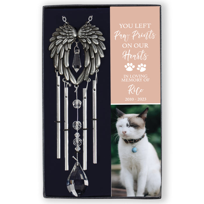 Personalized “Paw Prints on Heart” Cat Memorial Gift Box Wind Chime