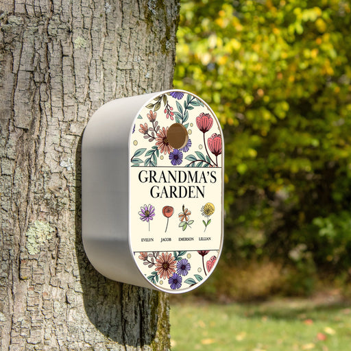 Custom bird house with grandmas garden in white