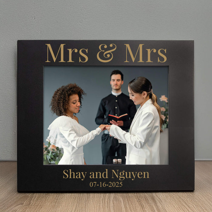 Personalized Mrs and Mrs Wedding Picture Frame gift for same-sex couples