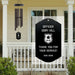 Custom engraved police retirement wind chime displayed on a porch