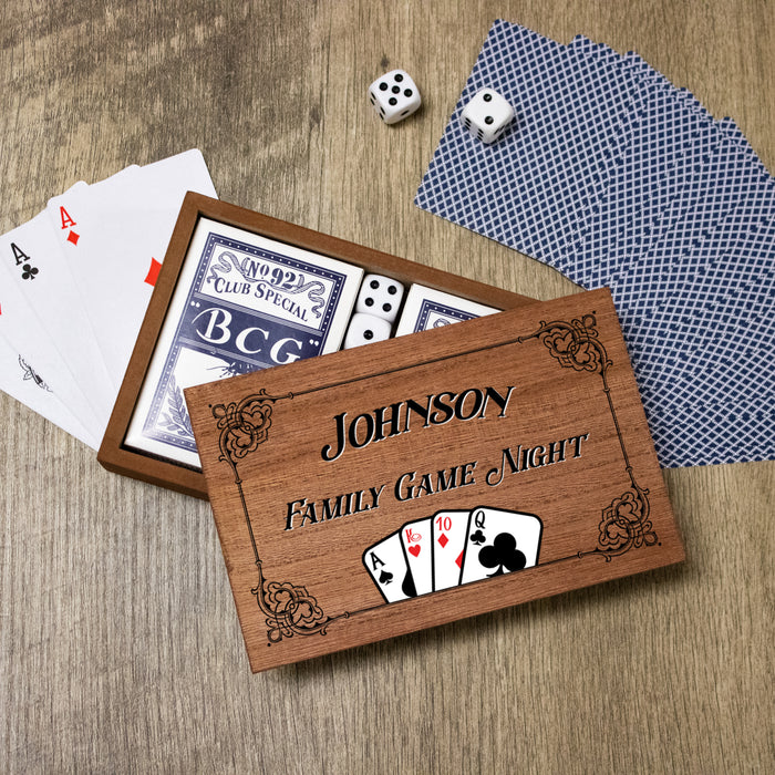 Personalized Family Game Night Card and Dice Box