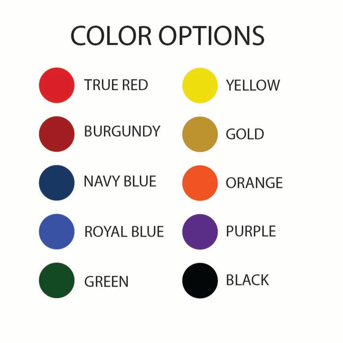10 different color options available for sport and graduation designs