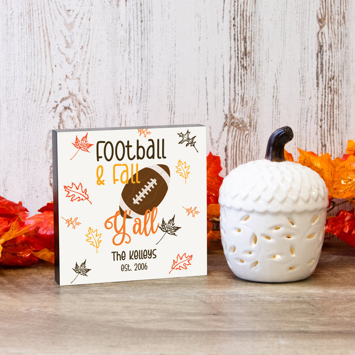Personalized "Football and Fall Y'all" Decor Sign