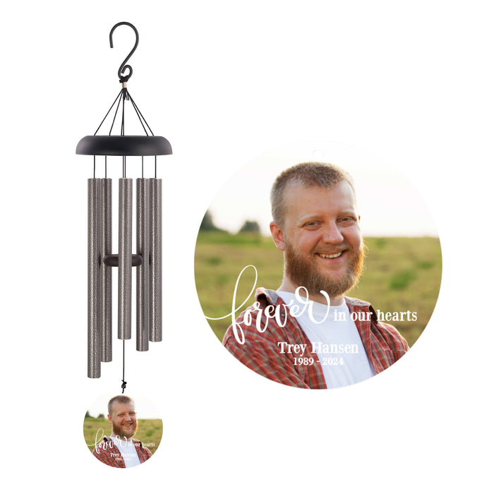 Personalized "Forever in Our Hearts" Photo Memorial Wind Chime