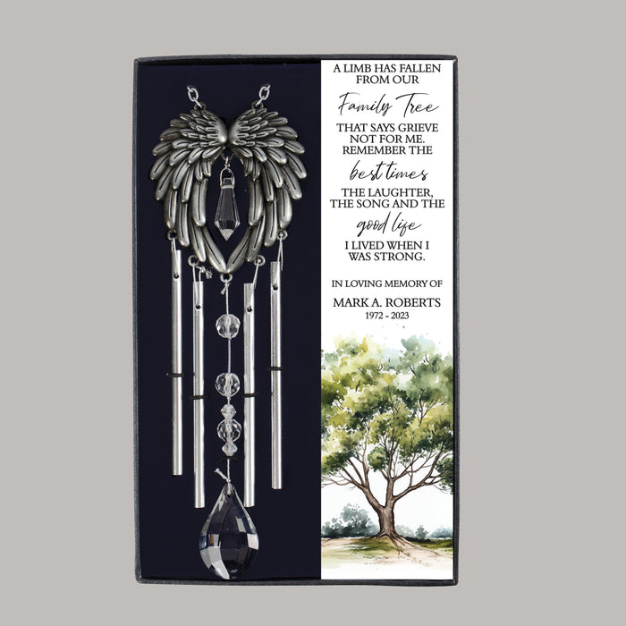 Personalized “A Limb Has Fallen from Our Family Tree” Memorial Gift Box Wind Chime