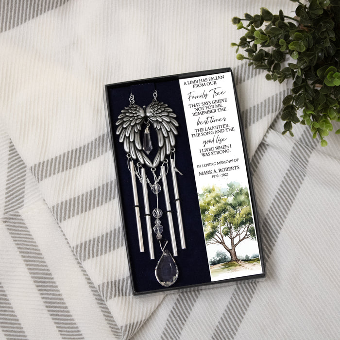 Personalized “A Limb Has Fallen from Our Family Tree” Memorial Gift Box Wind Chime