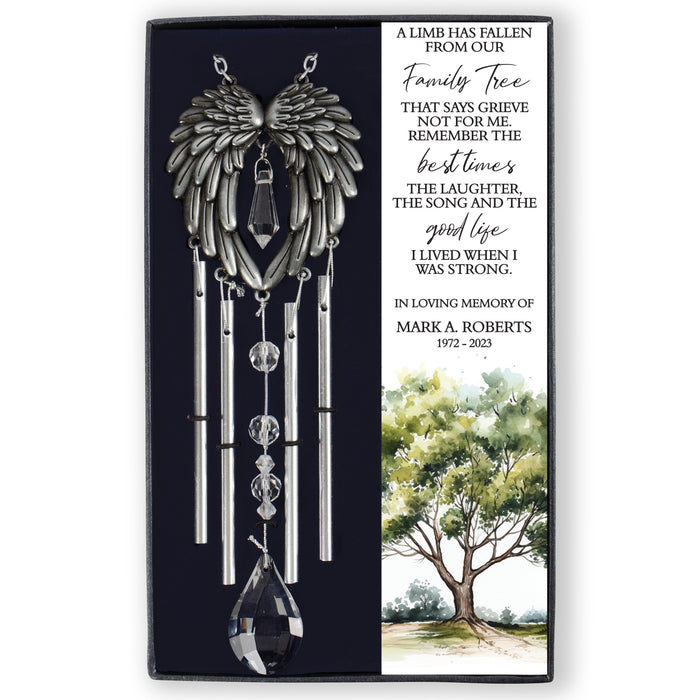 Personalized “A Limb Has Fallen from Our Family Tree” Memorial Gift Box Wind Chime
