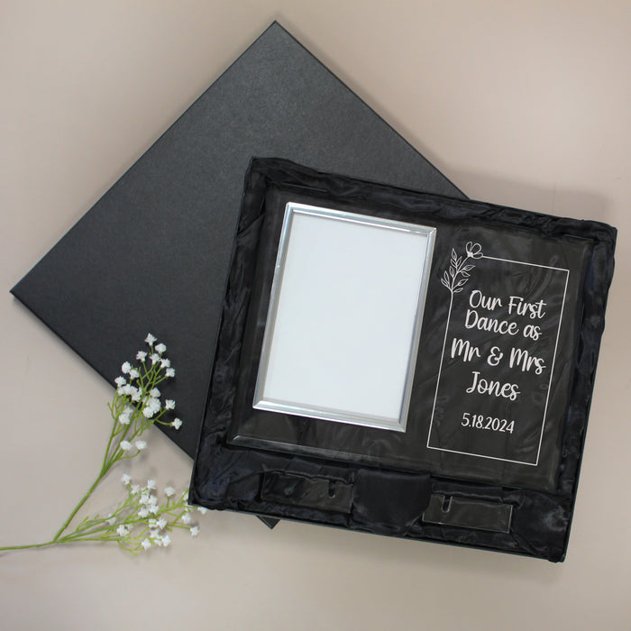 Personalized "Our First Dance" Wedding Glass Picture Frame