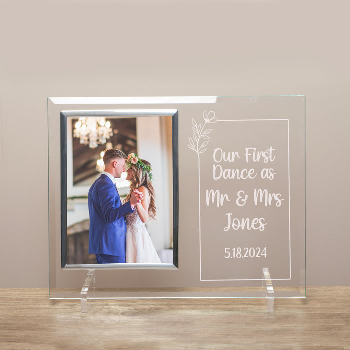 Personalized "Our First Dance" Wedding Glass Picture Frame