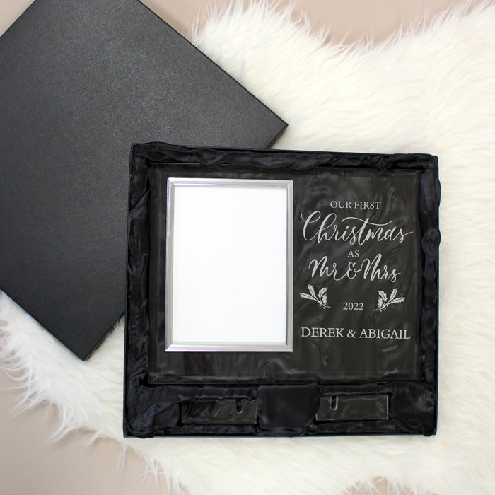 Personalized First Christmas as Mr and Mrs Glass Picture Frame
