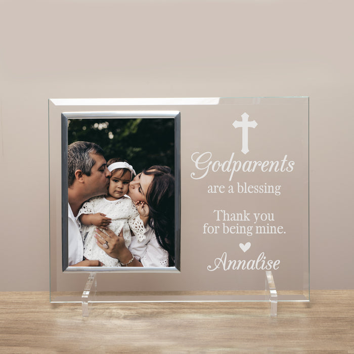 Personalized Godparents Are a Blessing Glass Picture Frame