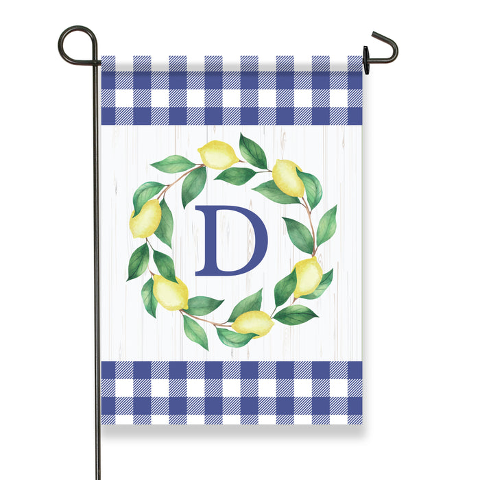 Personalized Lemon and Blue Gingham Garden Flag