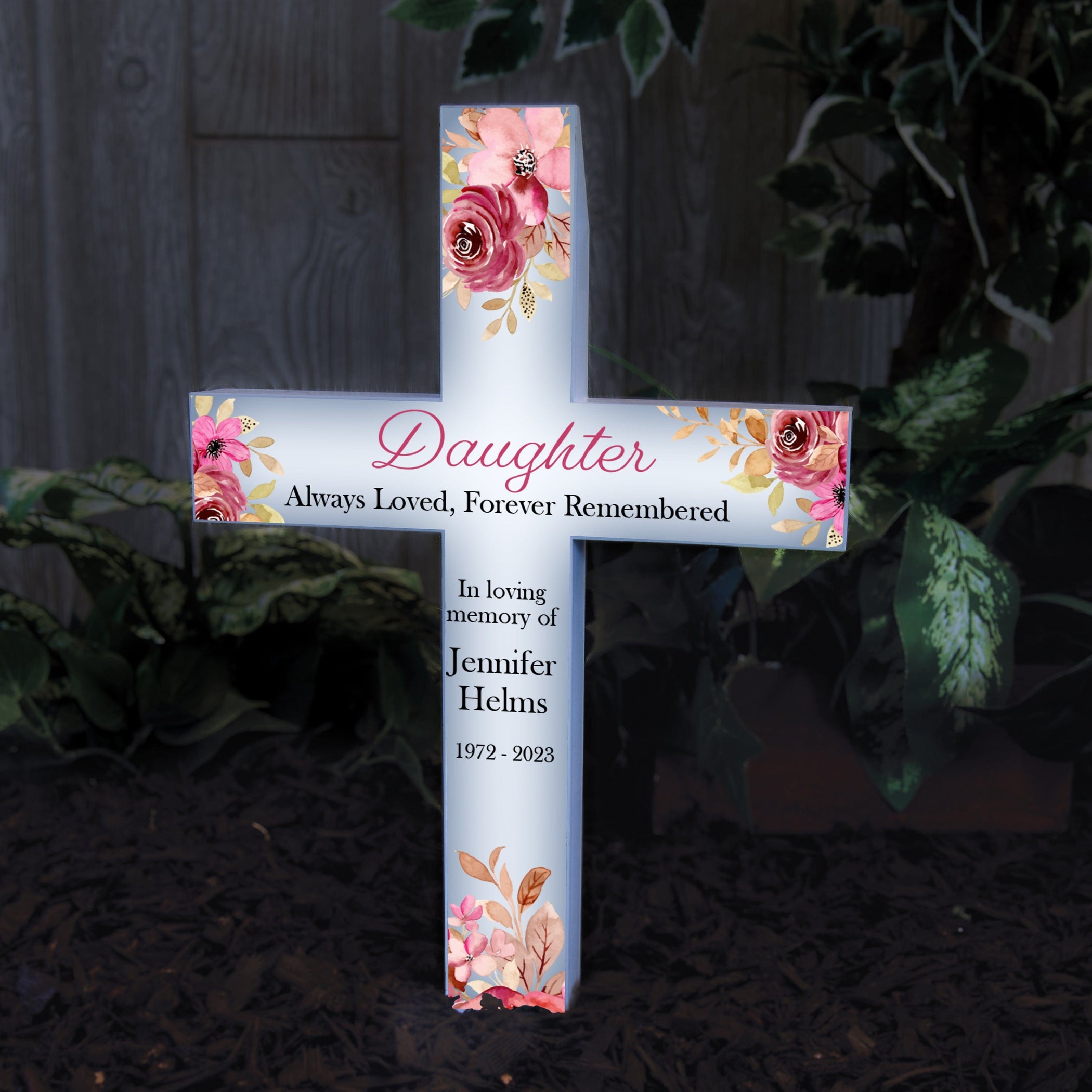 Personalized “Daughter Forever Remembered” Memorial Solar Cross — 28 ...